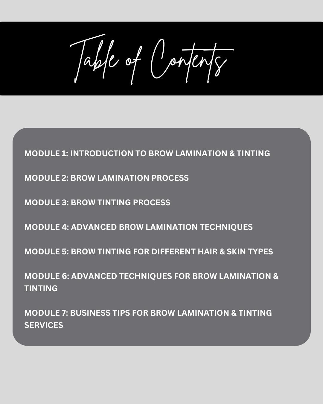 BROW LAMINATION TRAINING BOOK TEMPLATE